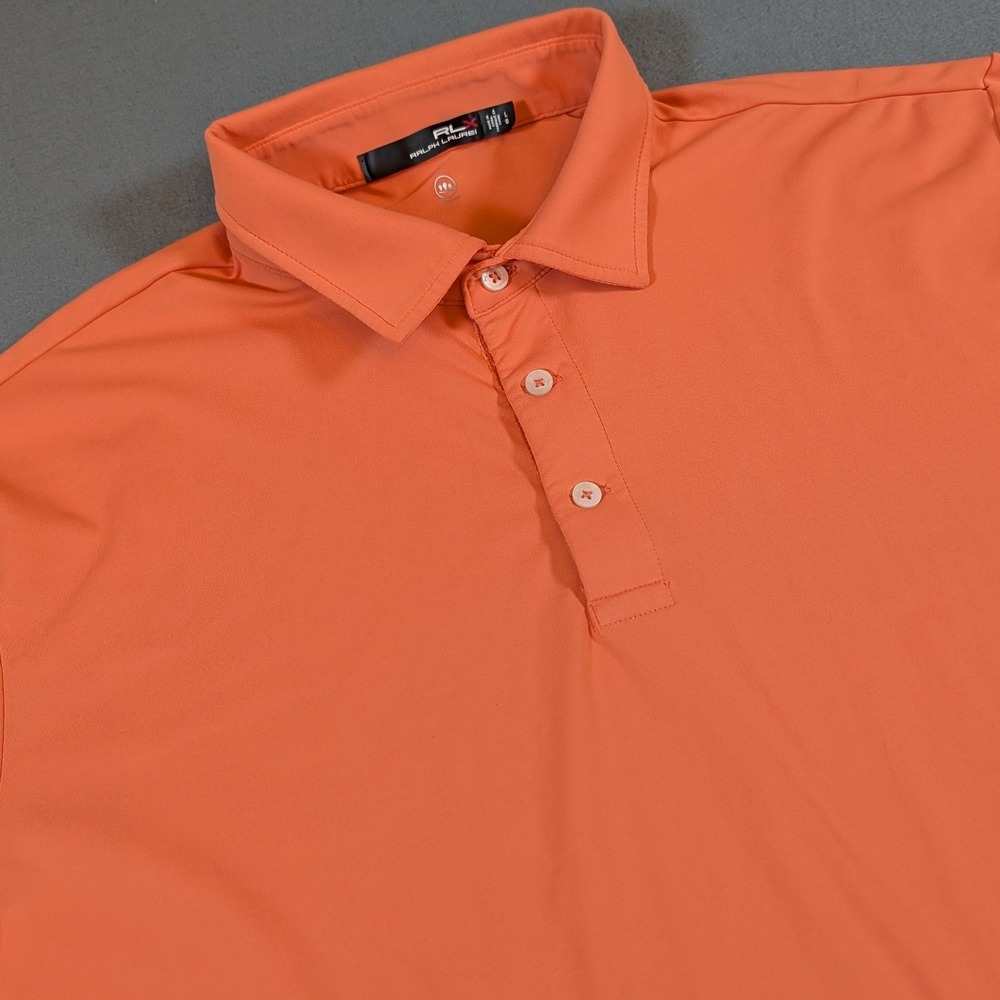 RLX Ralph Lauren Polo Shirt Mens Large Orange Performance Golf Short Sleeve